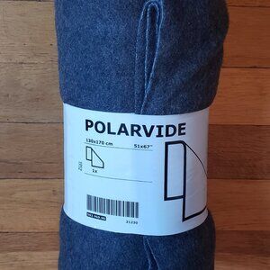 IKEA Polarvide Blanket Gray Scalloped Edge Fleece Throw 51"x 67"